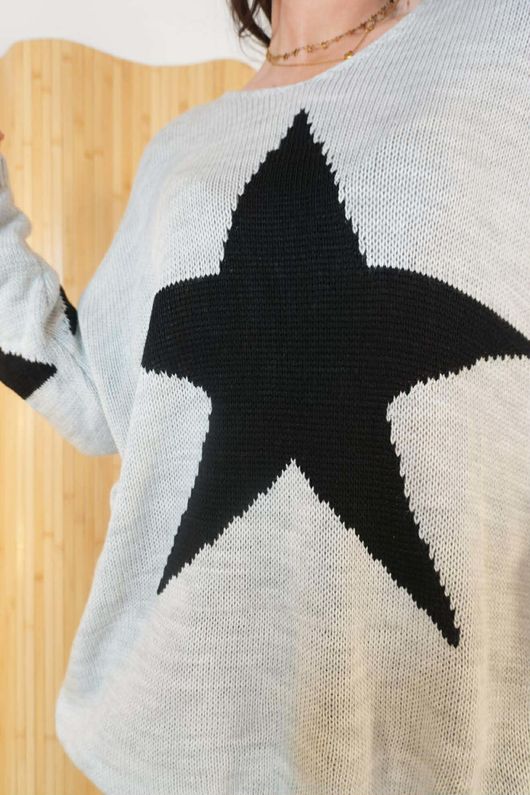 Beatrix Star Slouch Knit Grey Marl